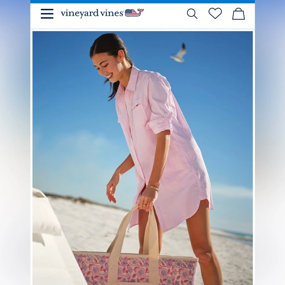 Vineyard Vines Hartley Harbor Coverup size 2 pink - Picture 8 of 10